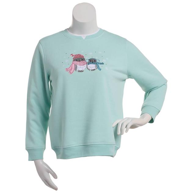 Petite Hasting & Smith Show Owl Holiday Sweatshirt