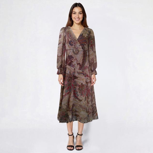 Womens Rabbit Rabbit Rabbit Long Sleeve Paisley Fit & Flare Dress