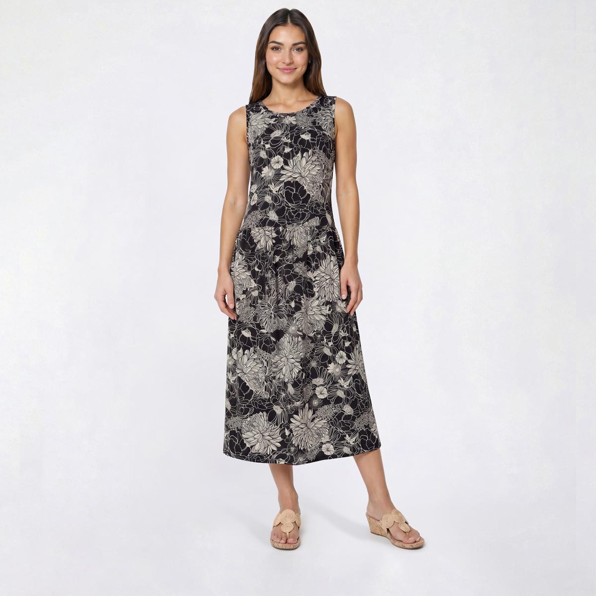 Petite Cocomo Sleeveless Floral Drop Waist Midi Dress
