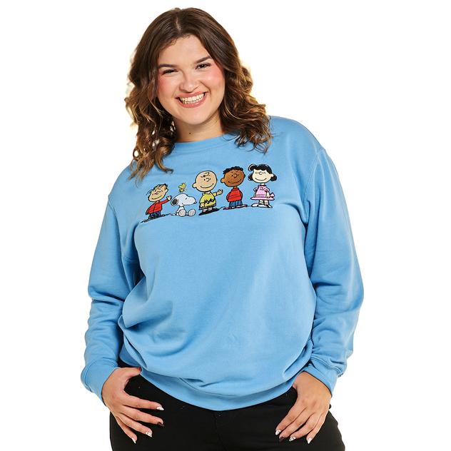 Juniors Plus Freeze Embroidered Peanuts™ Crew Neck Sweatshirt