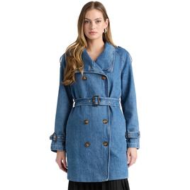 Womens NVLT Double Breasted Denim Belted Trench Coat