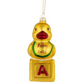 Northlight Ducky New Baby 2023 Glass Christmas Ornament