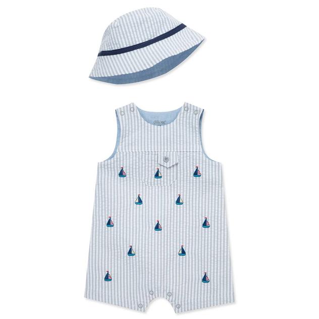 Baby Boy (3-12M) Little Me® Stripe & Sailboat Sunsuit & Hat