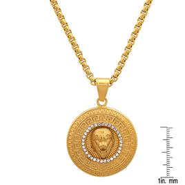 Mens Steeltime 18kt. Gold Plated Untamed Lion Pendant Necklace