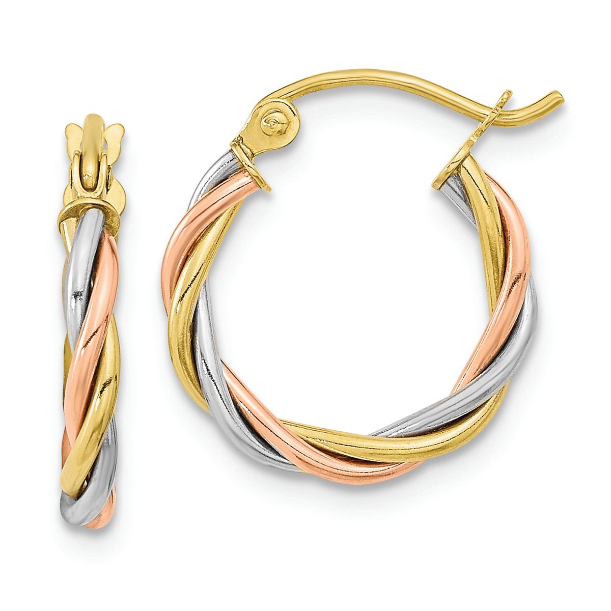 Gold Classics(tm) 10kt. Tri-color Polished Twisted Hoop Earrings