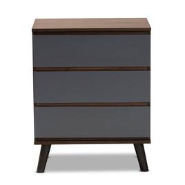 Baxton Studio Roldan Two-Tone Walnut Wood 3-Drawer Bedroom Chest