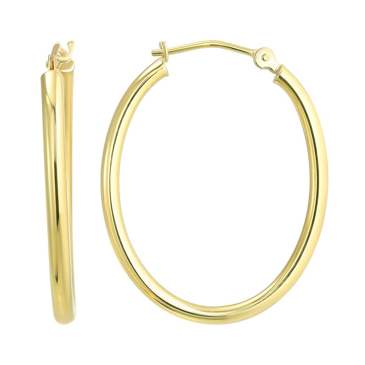 14kt. Polished Oval Hoop Earrings