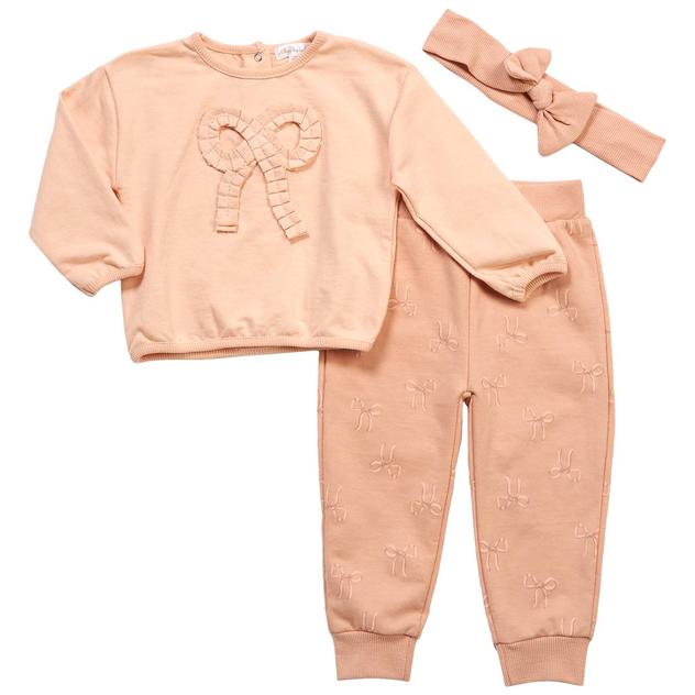 Baby Girl (12-18M) Adley & Hudson® 3pc. Bow Sweatshirt Set