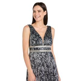 Petite R&M Richards Sleeveless Scroll Beaded Waist Evening Gown