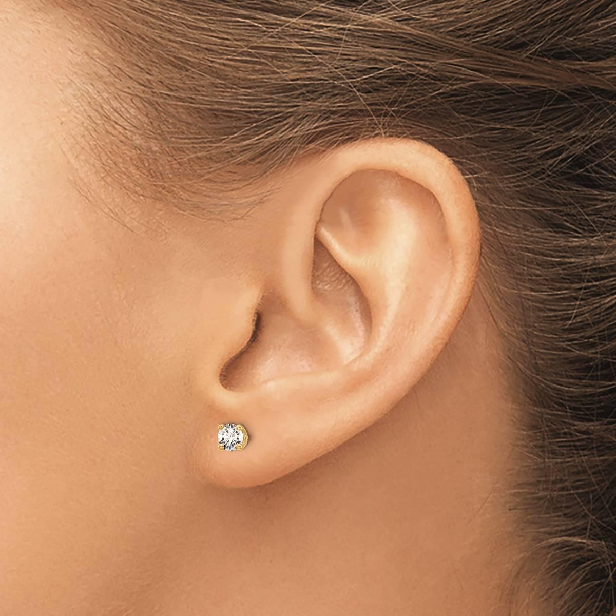 Pure Fire 14kt. Gold Diamond 4-Prong Screw-Back Stud Earrings