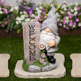 Northlight Seasonal LED Solar Gnome Welcome Garden Statue
