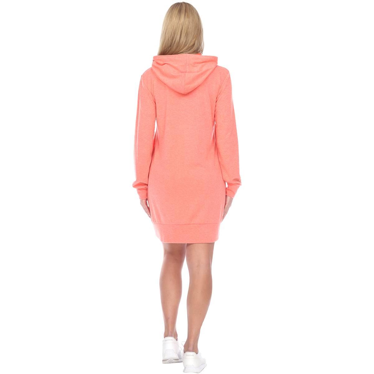 Womens White Mark Long Sleeve Solid Hoodie Sweatshirt Dress