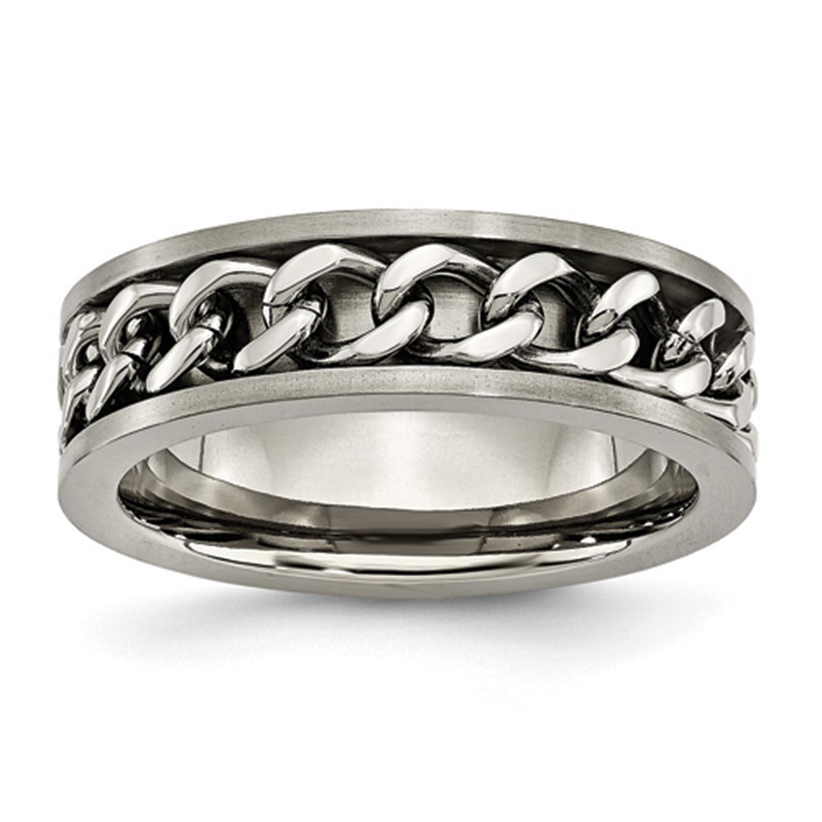 Mens Endless Affection(tm) Titanium 7mm Chain Inlay Wedding Band