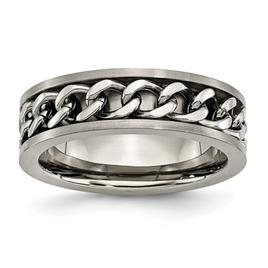Mens Endless Affection(tm) Titanium 7mm Chain Inlay Wedding Band