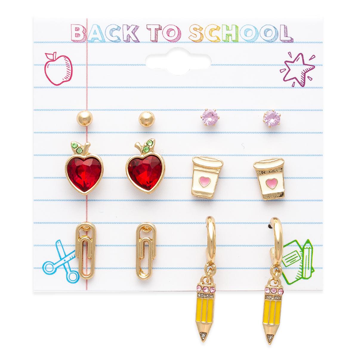 Ball/Rhinestone/Pencil/Paper Clip/Arrow/Coffee Earrings Set
