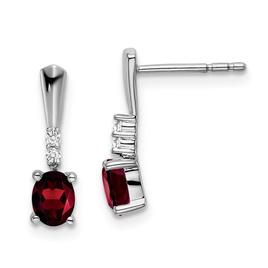 14kt. White Gold Red Garnet Diamond Earrings
