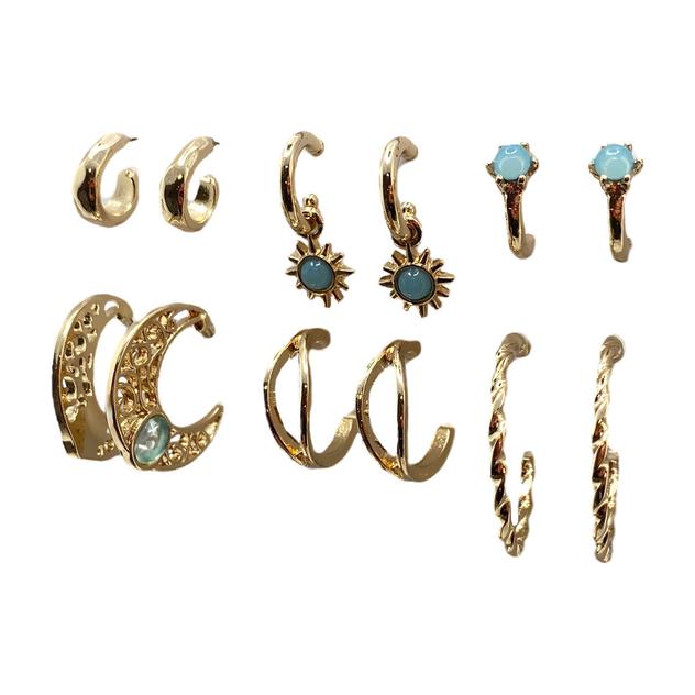 Ashley 6pr. Gold-Tone Hoops Turquoise Sun Drop Earrings Set