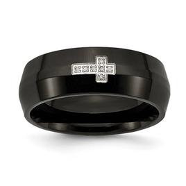 Mens Gentlemen's Classics(tm) Black IP-Plated Diamond Cross Band