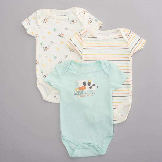 Baby Unisex (NB-9M) baby views® 3pk. Cow & Farm Bodysuits