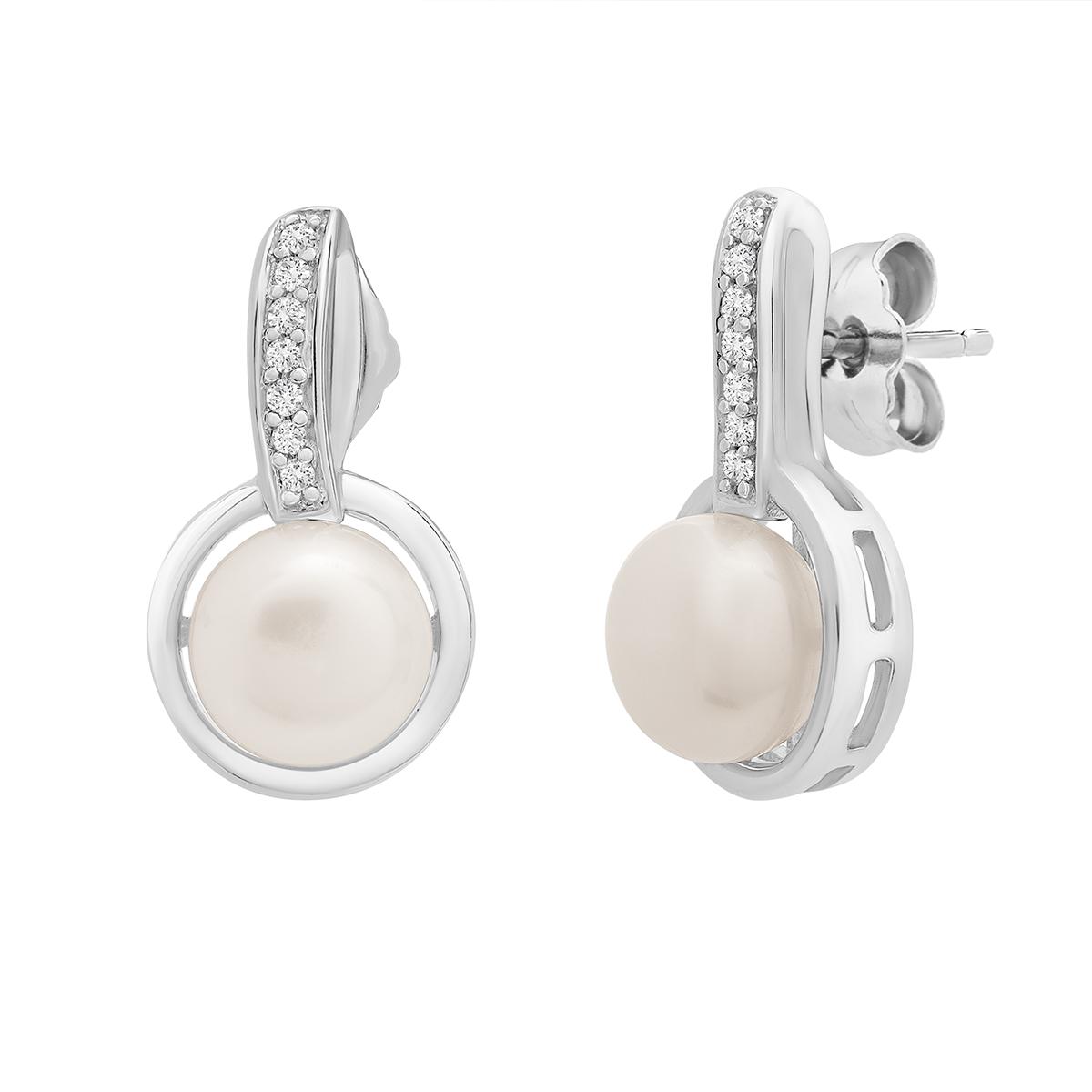 Gemstone Classics(tm) Sterling Silver 1/5ctw. Pearl Drop Earrings