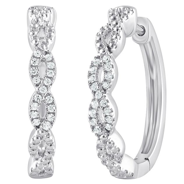 Diamond Classics™ 1/10ctw. Diamond Silver Twisted Hoop Earrings