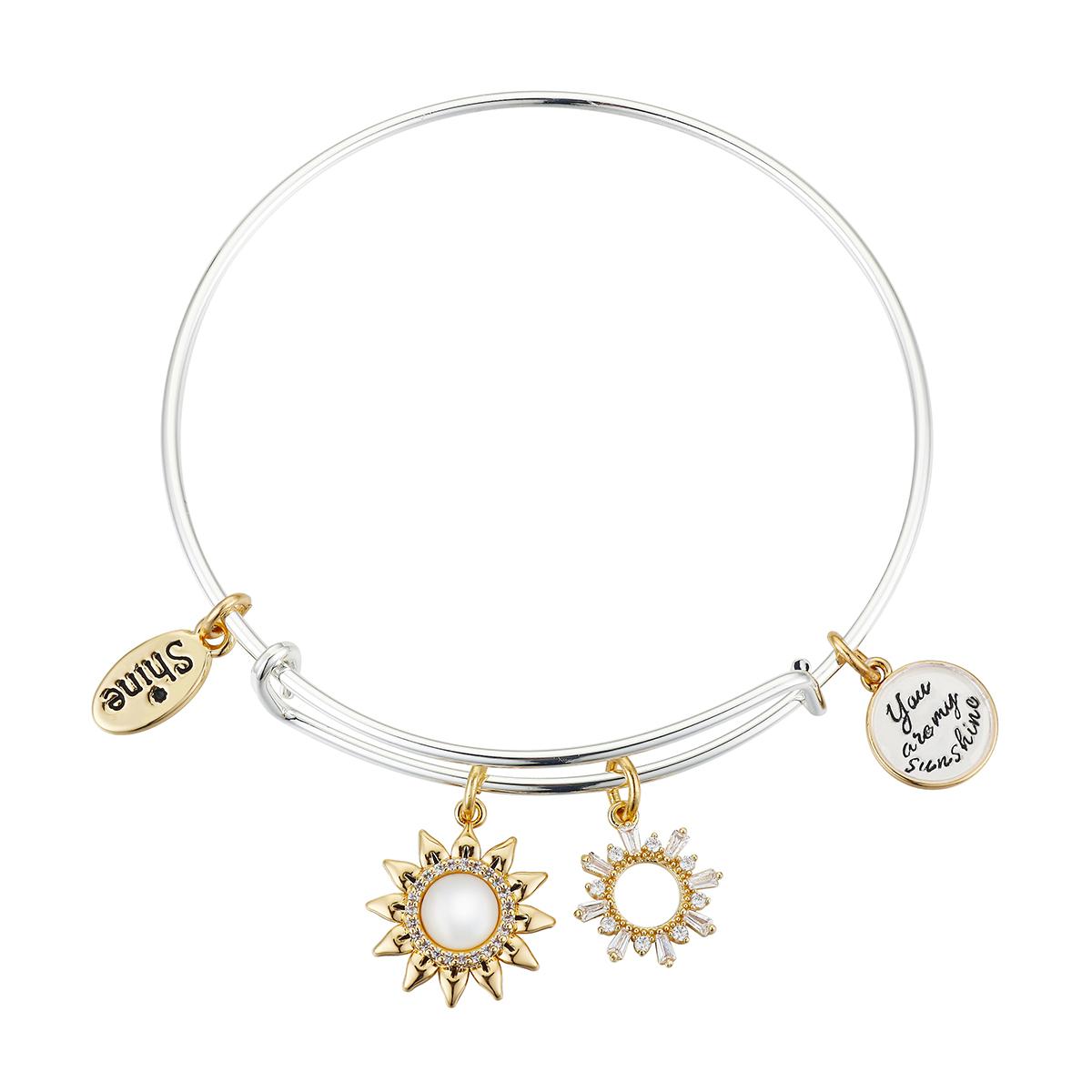 Shine You Are My Sunshine Mother of Pearl Sun Bangle Bracelet