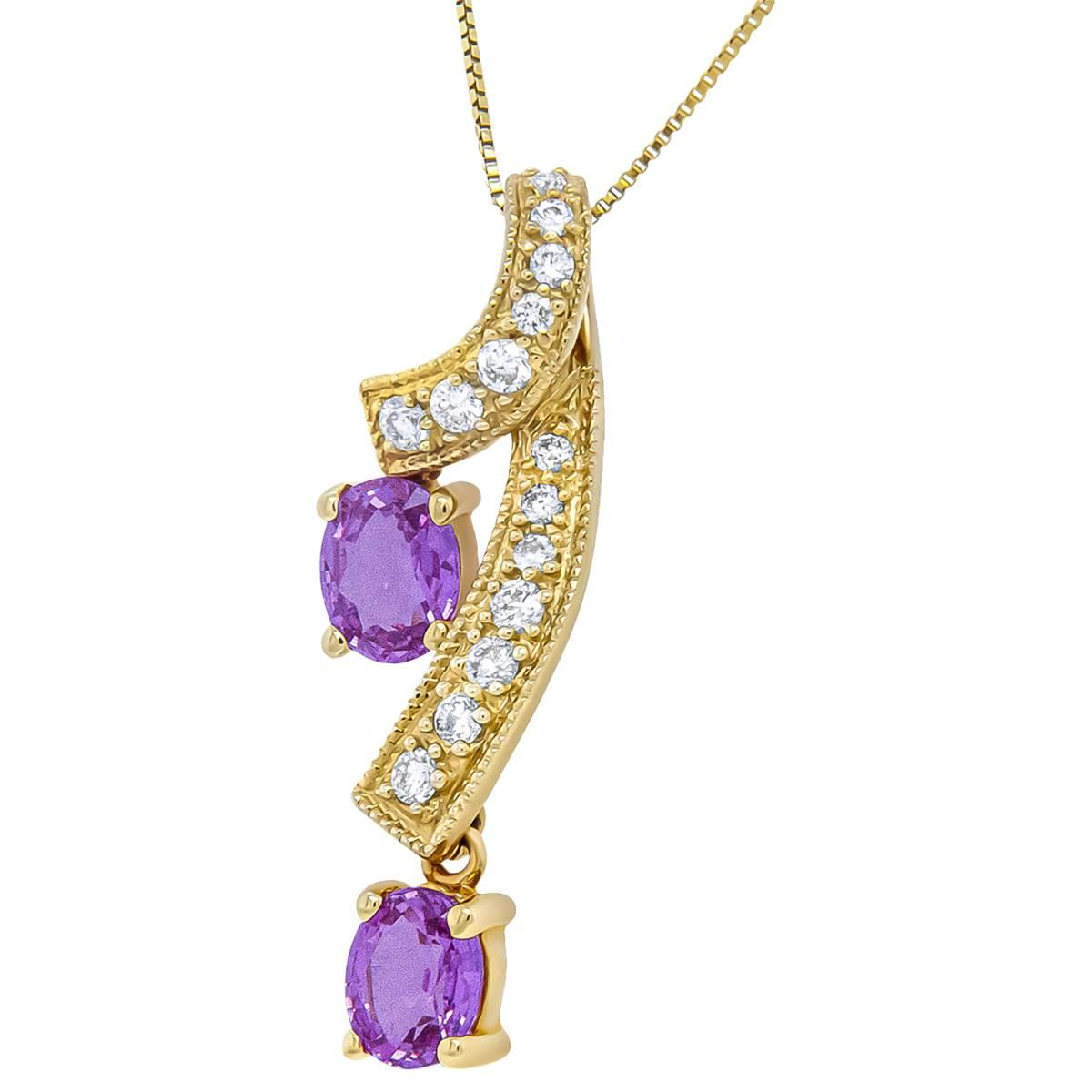 Haus of Brilliance 14kt. Yellow Gold Purple Sapphire Pendant