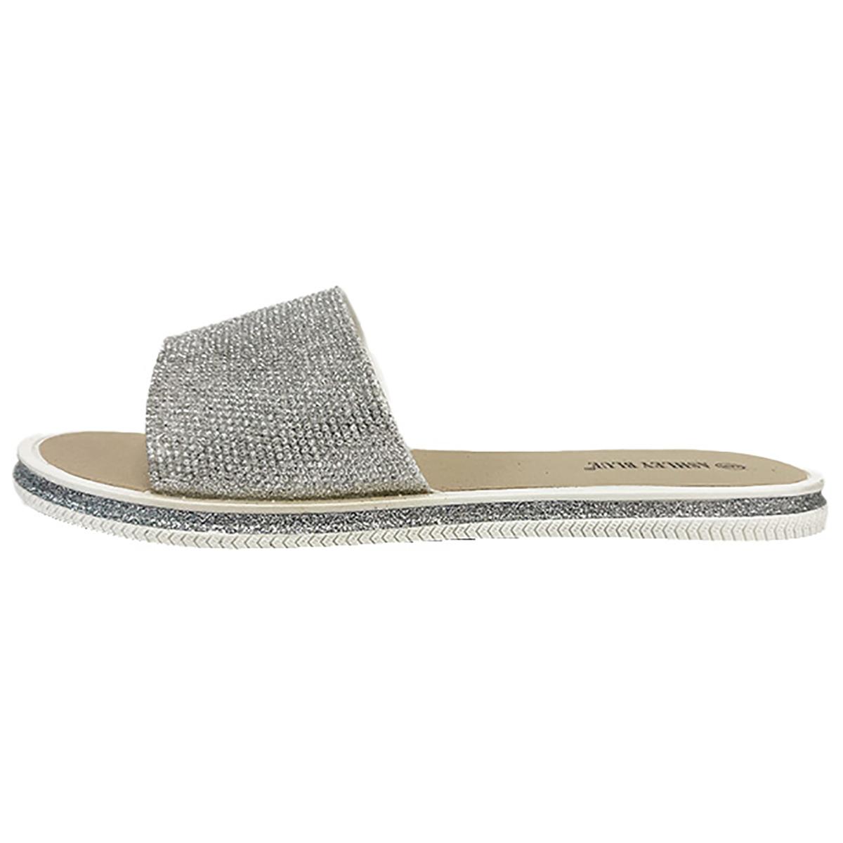 Womens Ashley Blue Glitter Glow Jelly Slide Sandals