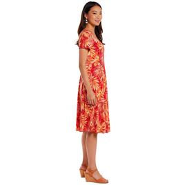 Womens Sami & Jo Short Sleeve Seam Tropical Leaf A-Line Dress