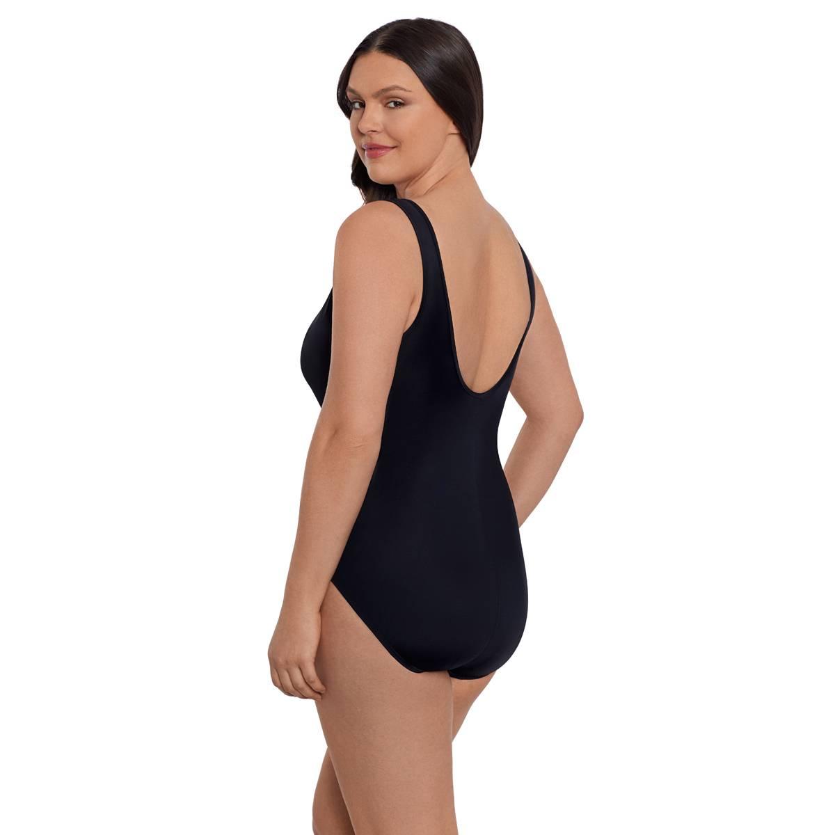 Womens Great Lengths Geometric V Neck One Piece Swimsuit
