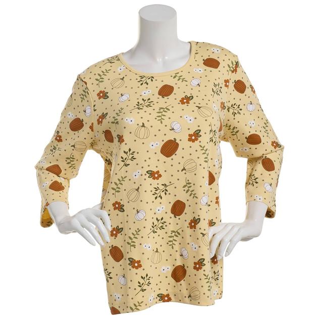 Womens Bonnie Evans 3/4 Sleeve Pumpkin Tee