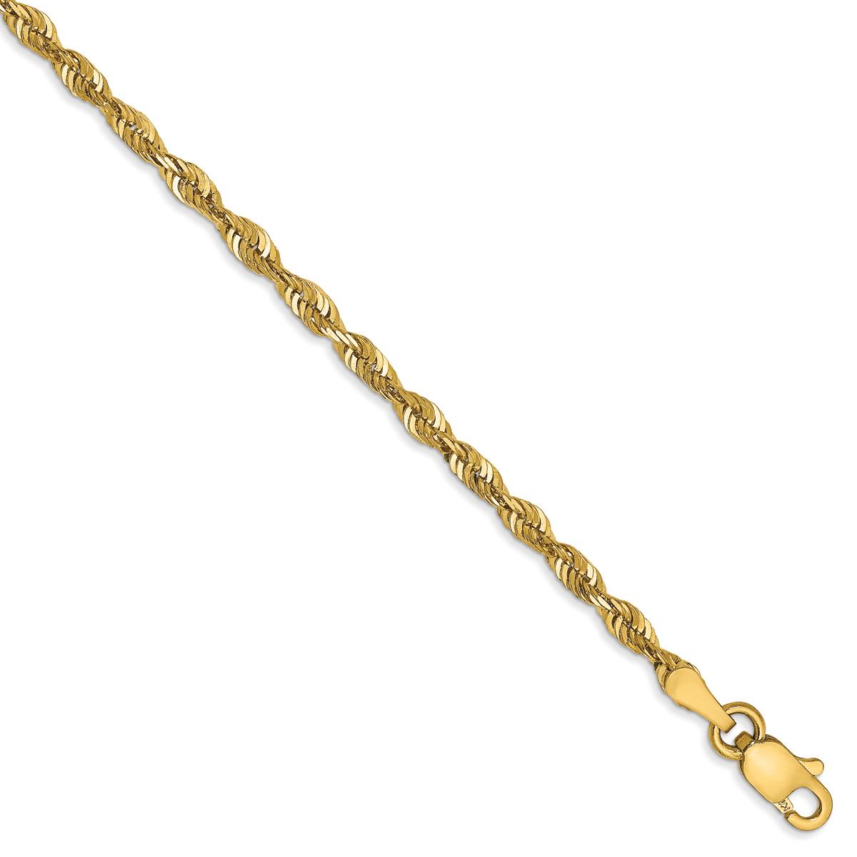 Gold Classics(tm) 2.5mm. Diamond Cut Extra-Light Rope Anklet