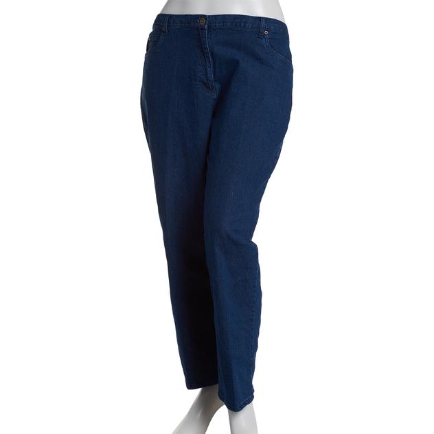 Plus Size Ruby Rd. Key Items Classic Flat Front Jeans-Short