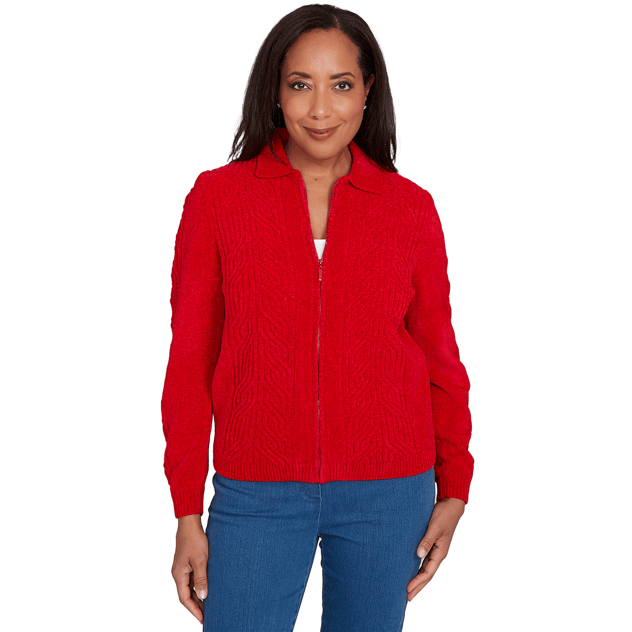Petite Alfred Dunner Classics Chenille Cable Knit Sweater