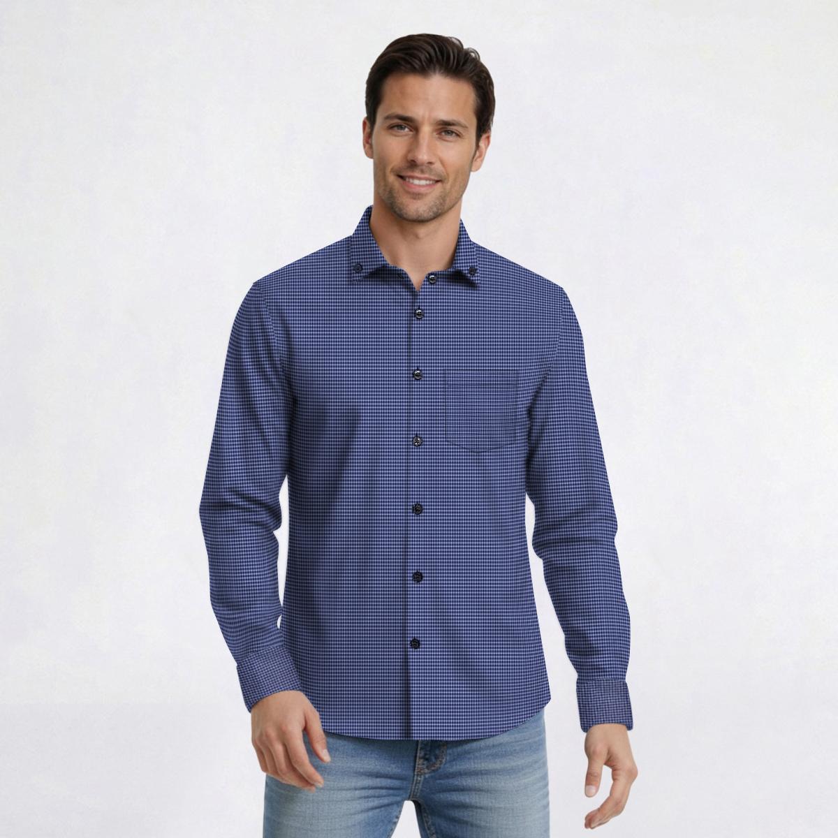 Mens Christian Aujard Slim Fit Stretch Dress Shirt - Blue Check