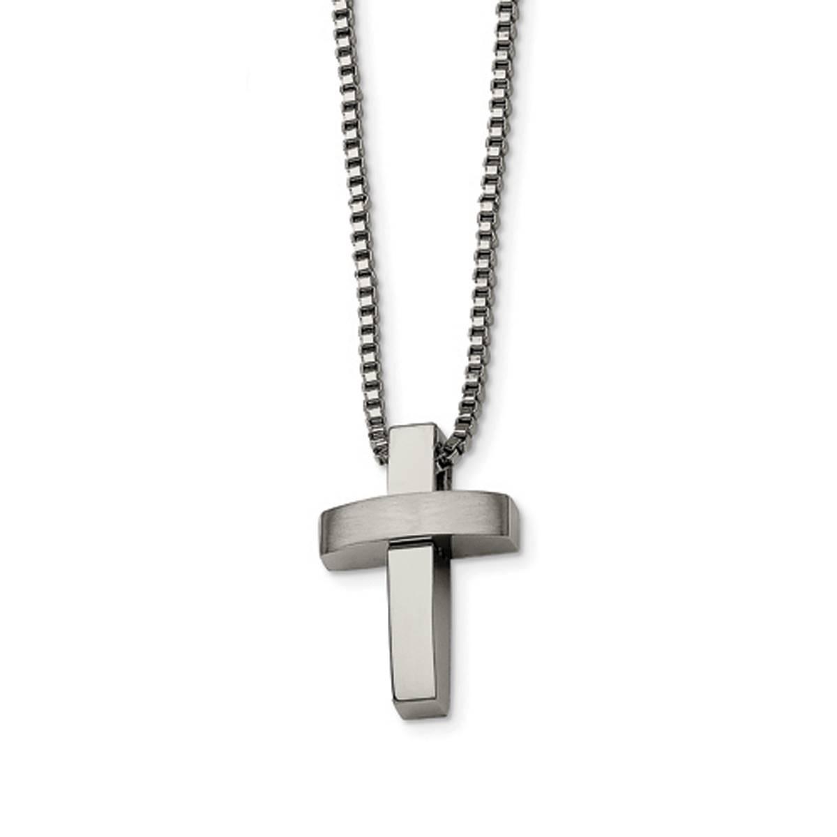 Mens Gentlemen's Classics(tm) Stainless Steel Brushed Cross Necklace