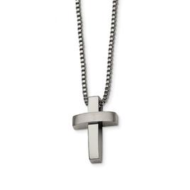 Mens Gentlemen's Classics(tm) Stainless Steel Brushed Cross Necklace