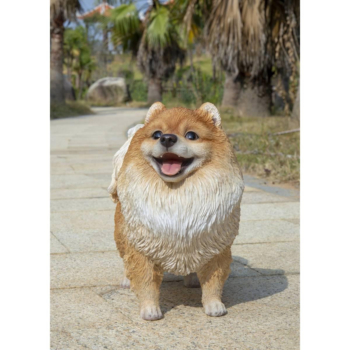 Hi-Line Gift Medium Standing Pomeranian Garden Statue
