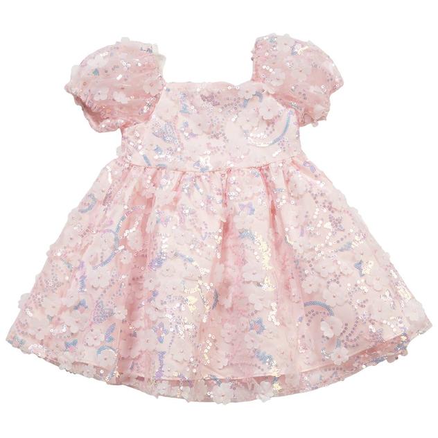 Toddler Girl Rare Editions 3D Flower Sequin Mesh Dress