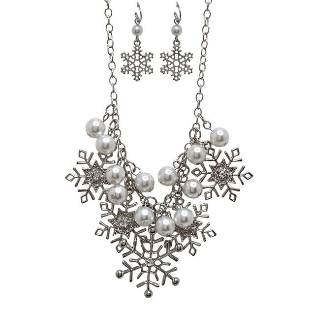 Snowflake Charm Necklace & Earring Set