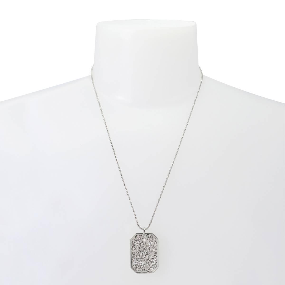 Steve Madden Pavé ID Tag Pendant Slider Pendant Necklace