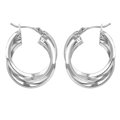 Roman Silver-Tone Triple Twist Hoop Earrings