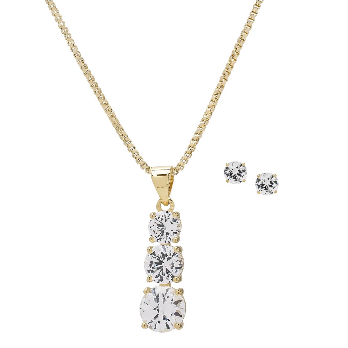 Gianni Argento Lab White Sapphire Halo Pendant & Earrings Set