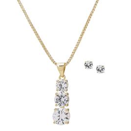 Gianni Argento Lab White Sapphire Halo Pendant & Earrings Set