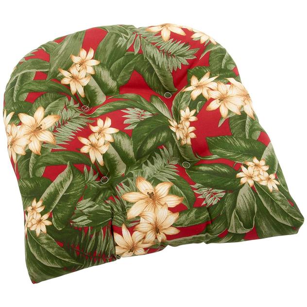 Jordan Manufacturing Floral Print Outdoor Wicker Chair Cushion
