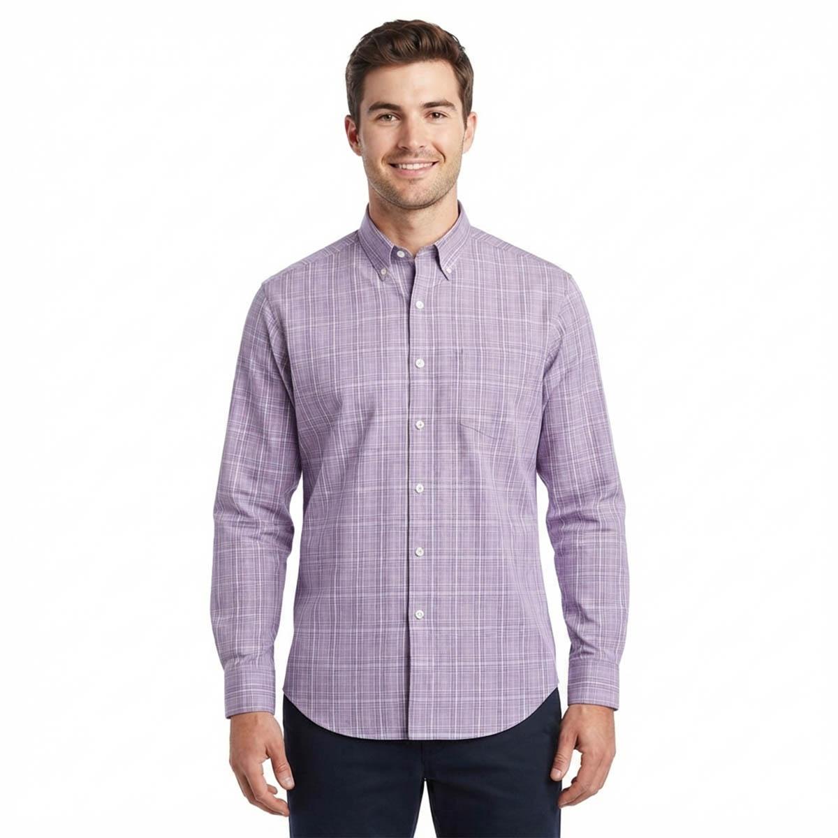 Mens Preswick & Moore(R) Regular Fit Plaid Dress Shirt - Purple