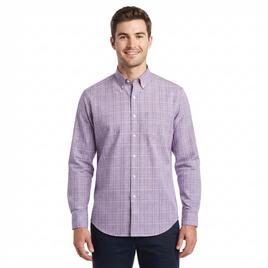 Mens Preswick & Moore(R) Regular Fit Plaid Dress Shirt - Purple