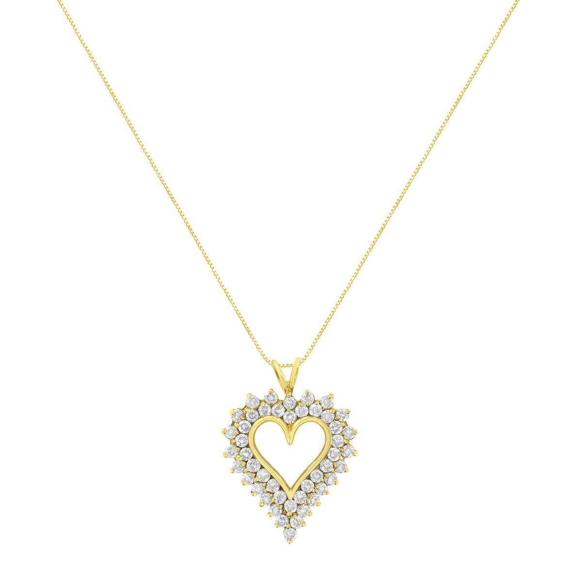 Haus of Brilliance 14kt. Gold 4ctw. Diamond Cluster Heart Pendant