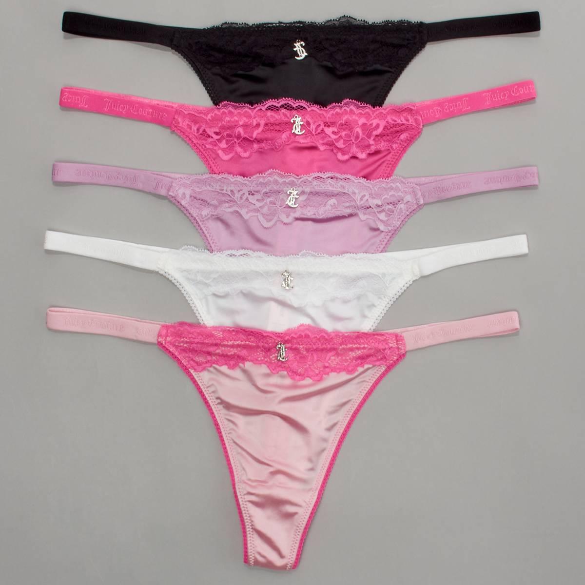 Womens Juicy Couture 5pk Lace Thong Panties JC1929-5PKC