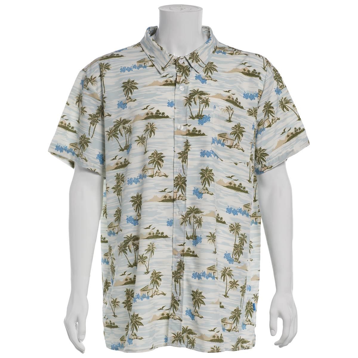 Young Mens VSTR Short Sleeve Stretch Button Down Shirt - White